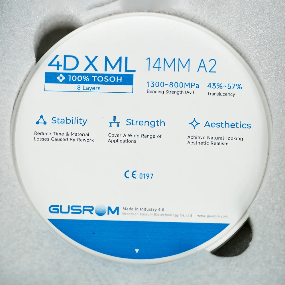100% Tosoh GUSROM 4D-X ML Dental-Zirkonoxidblock 98X14mm Mehrschichtige Zirkonoxidscheibe für Dentallabor CAD/CAM Krone Brücke 1300–800MPa – Detail 10