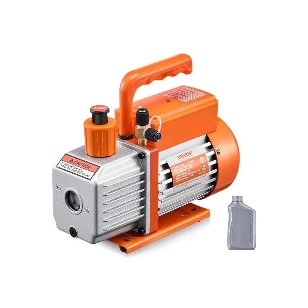 

4 CFM Single Stage Rotary Vane Vacuum Pump for HVAC with Oil Included Portable High Efficiency Vacuum Suction Pump