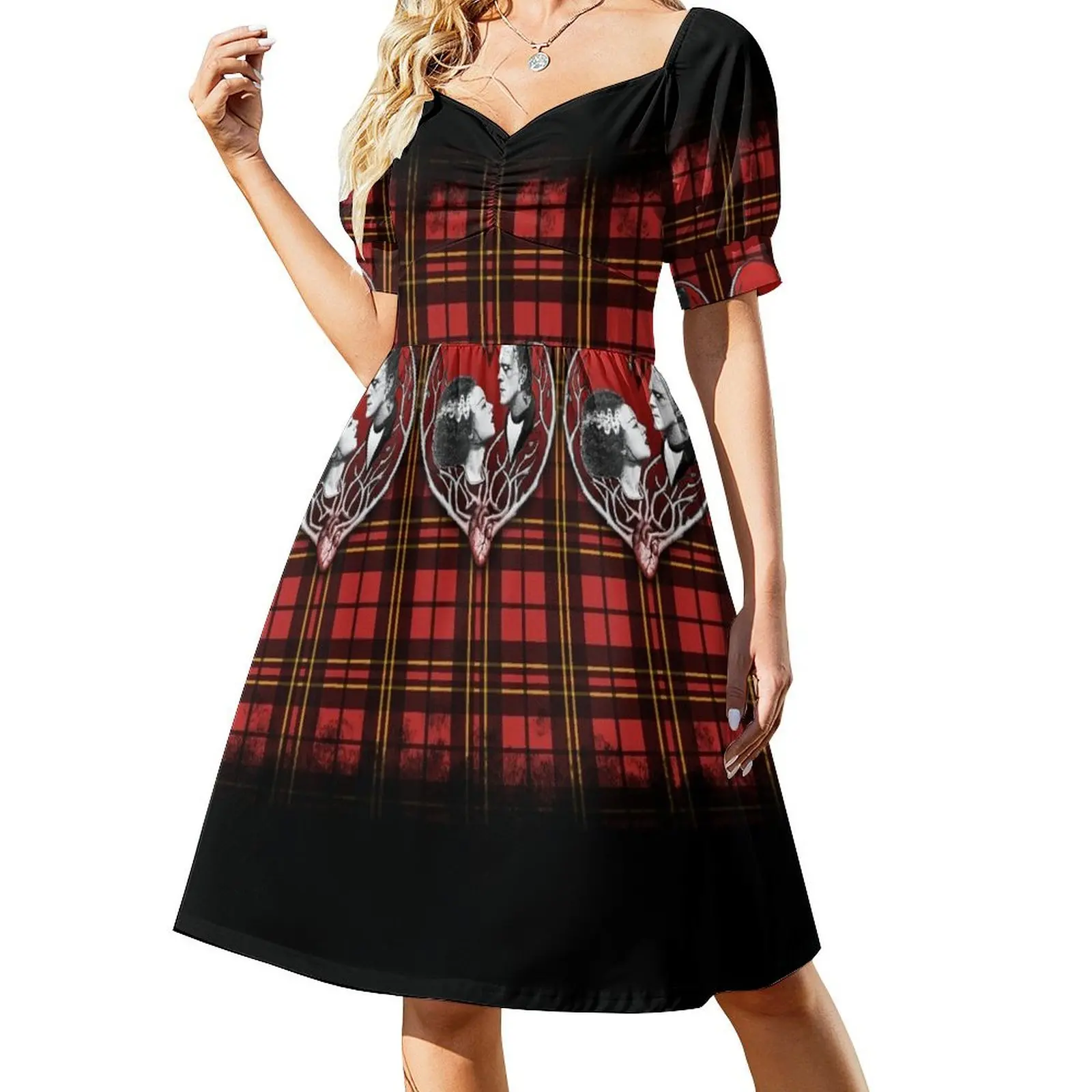 Frankenstein & Bride - Distressed Plaid Short-Sleeved Dress summer woman dress 2025 women party dresses