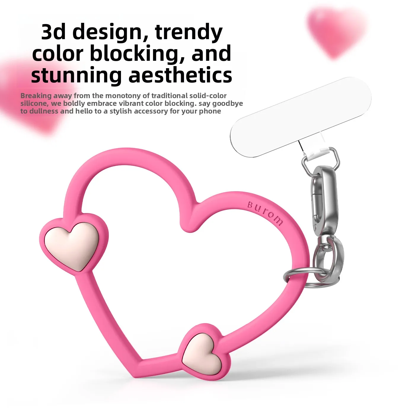 

DIY Phone Wrist Strap Heart Wristlet Chain Cute Creative Silicone Phone Case Drop-proof Anti-lost Phone Charm Lanyard Pendant
