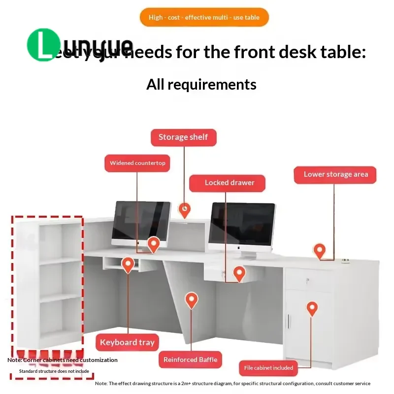 Small Painted Beauty Bar Counter Commercial Front Desk Reception Table Cashier Station E1 Artificial Board for Shop