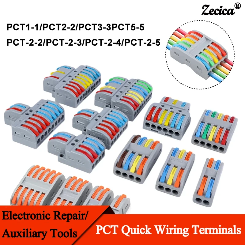 

Quick PCT Wiring Terminals Lamp Wire Connector Parallel Wire Junction Box 1/2/3/4/5 Push-in Splitter Compact Splicing Connection