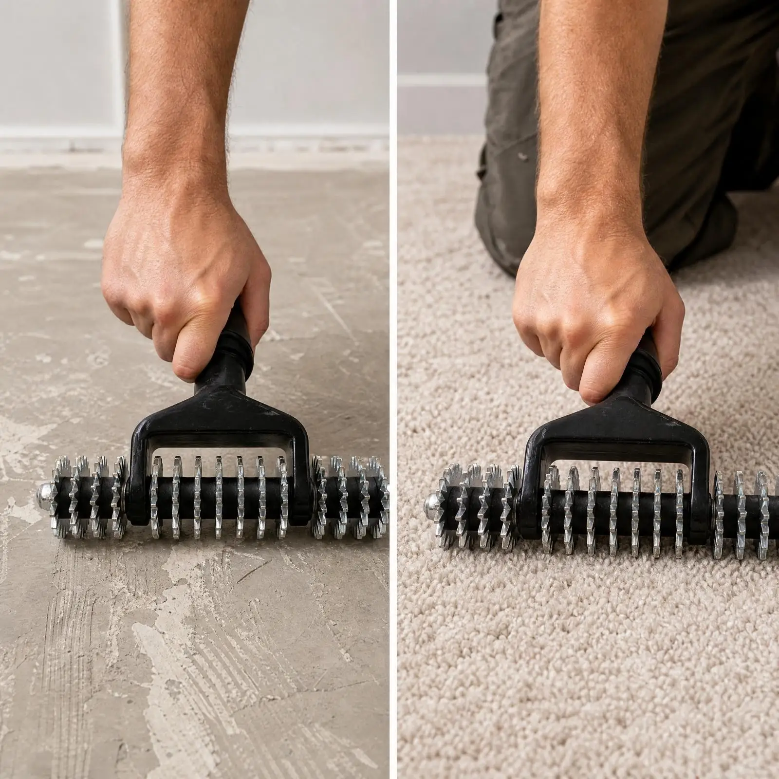 Hand-Operated Carpet Installation Roller Comfortable Grip Carpet Installation Roller with TPR Handle Flooring Tool Serrated