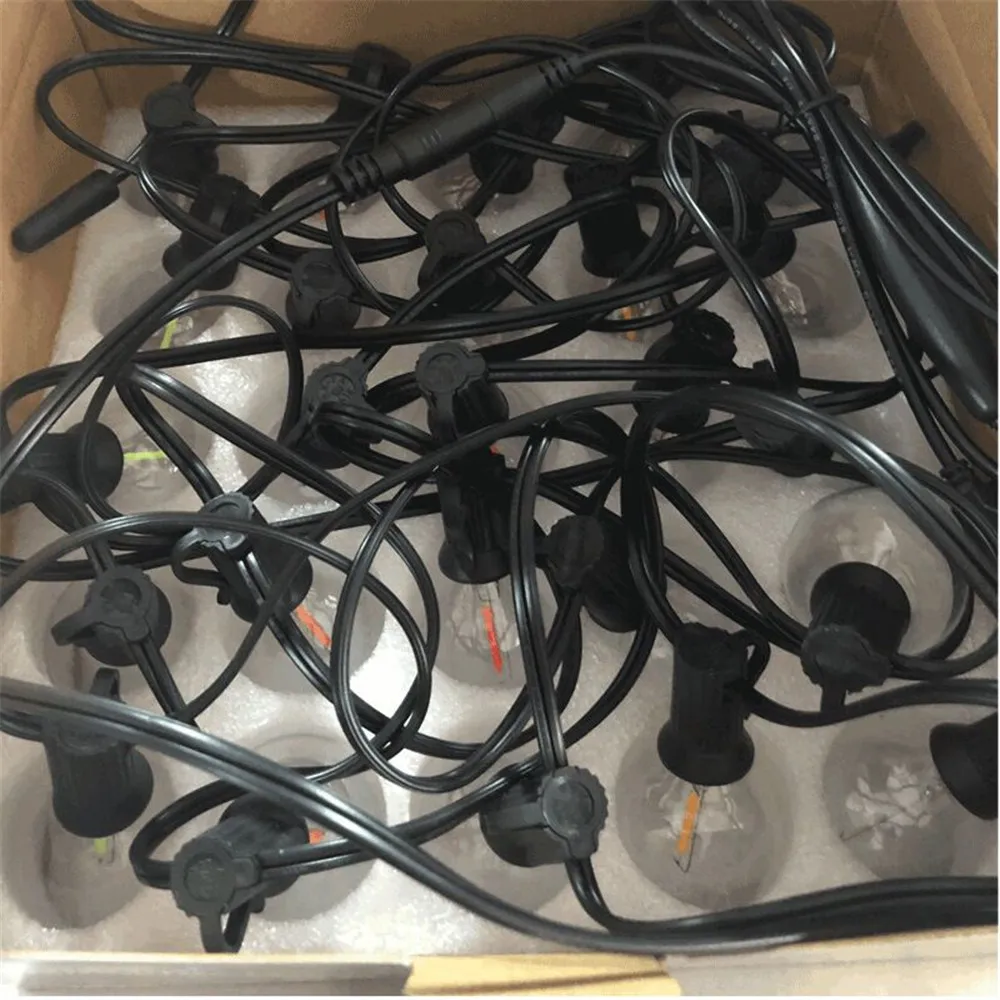Solar Patio Lights G40 Globe Party Christmas String Light with 10/25Pcs Festoon bulbs Outdoor Backyard Garden Decorative Garland