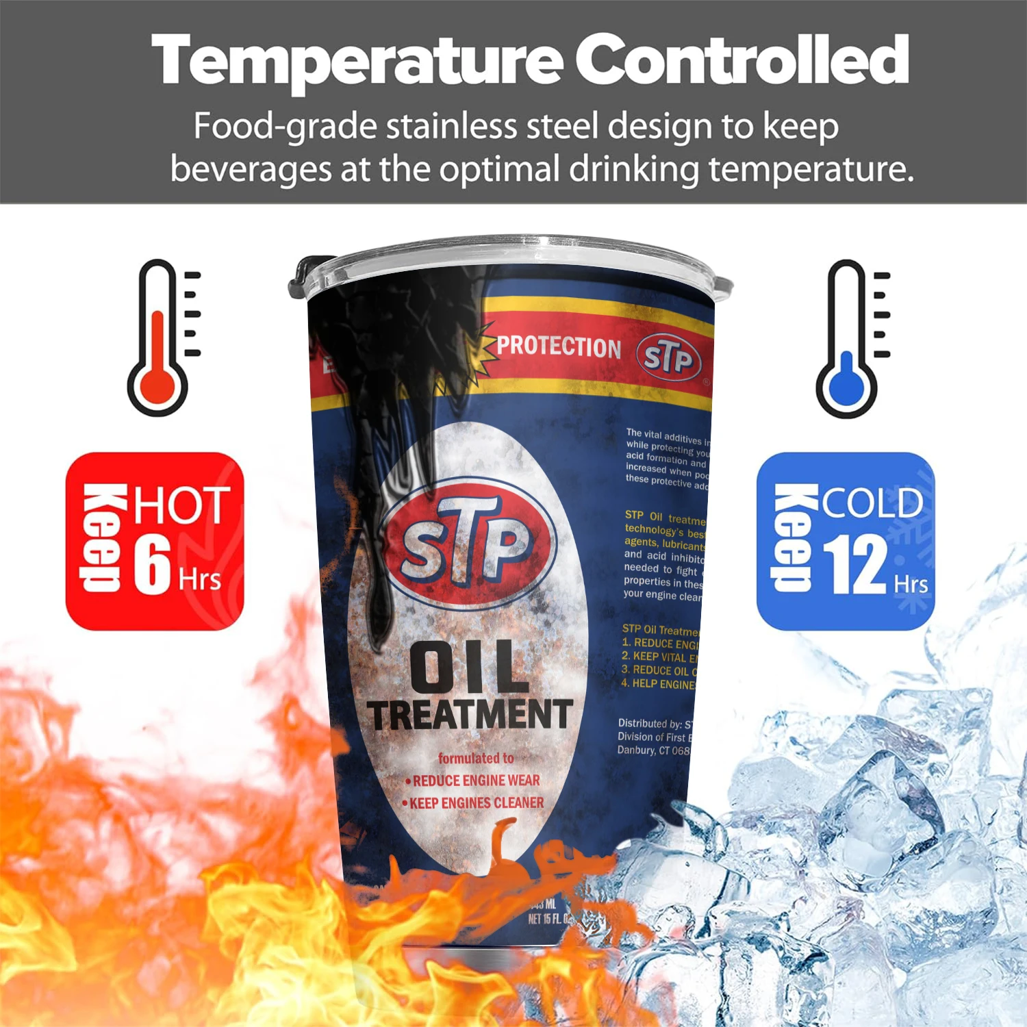 20Oz Stainless Steel  vacuum Tumbler cup with Straw and Lid Engine Oil filter print mug  for Cold and Hot Drink Double Insulated