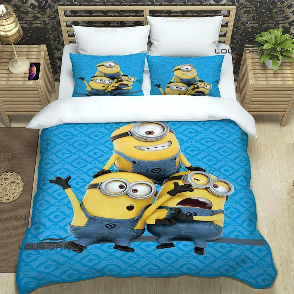 3D Cartoon M-Minions printed Bedding Sets exquisite bed supplies set duvet cover comforter set bedding set luxury Birthday Gift