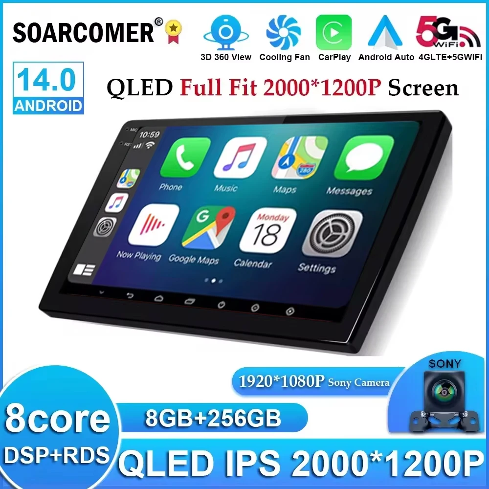 

9'' 10'' Video Player Android 14 Unit GPS Universal Car Radio Multimedia For Volkswagen Nissan Hyundai Kia Toyota Honda 2 Din