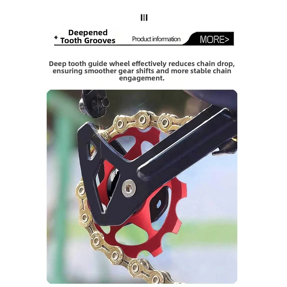 

Guide Wheel For 4mm 5mm 6mm Derailleur Systems CNC Machining Metal Black Red Gold Blue Multicolor Incorporates Multi-tooth Patte