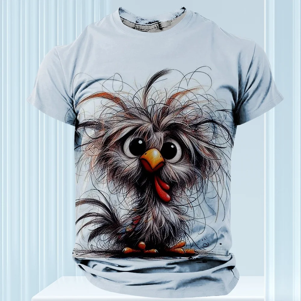 

Summer fun men's animal chicken print T-shirt men's casual short-sleeved T-shirt round neck breathable quick-drying T-shirt