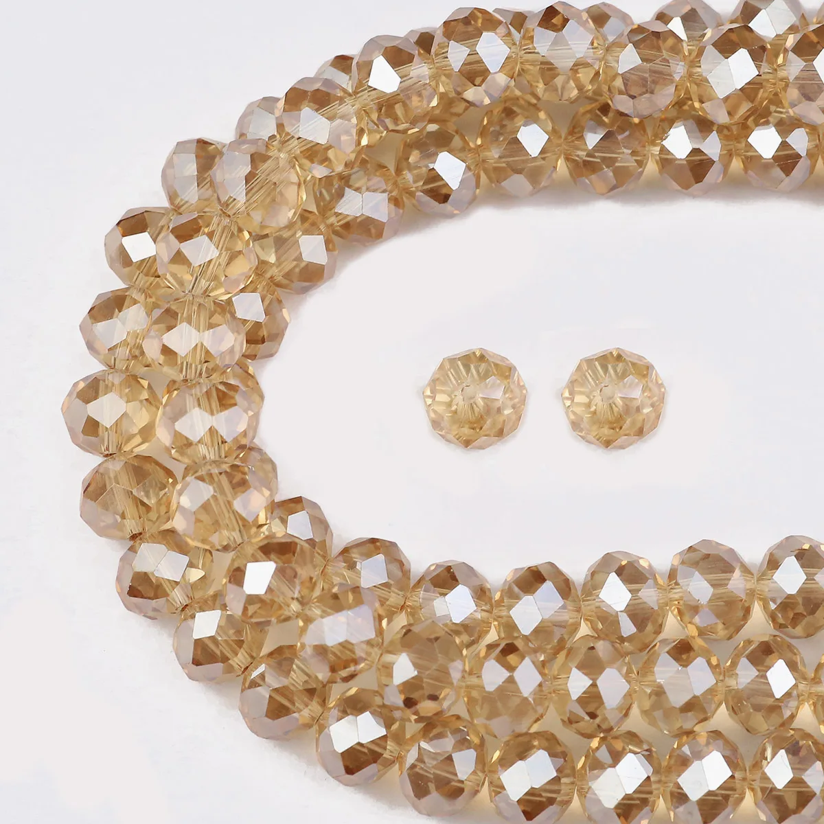 Flache, runde, champagnerfarbene, österreichische Kristall-Spacer-Perlen, lose Perlen, DIY-Zubehör für die Schmuckherstellung, Armband, Ohrring, Anhänger, Halskette