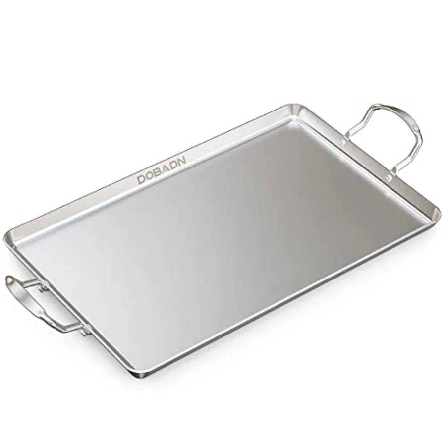 

Stainless Steel Double Griddle for Gas or Electric Double Burner Cooktop 18'' x 11.5'' Non-Stick Stove Top Flat Griddle Grill P