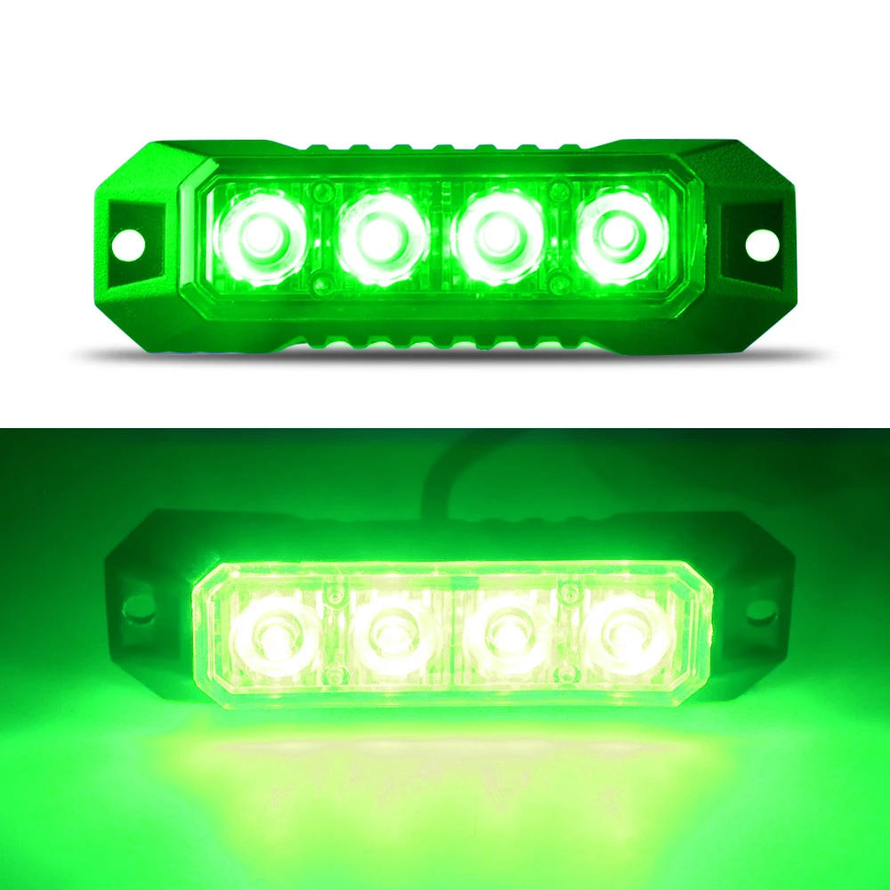 

1PCS 4LED Emergency Strobe Warning Flashing Grill Lights for Trucks Surface Mount For Car Truck Van Off Road Vehicle ATV SUV