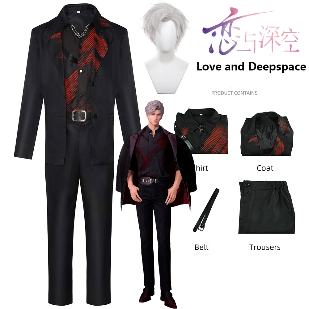 

Sylus Cosplay Costume Wig Game Love and Deepspace Sylus Cosplay Uniform Relentless Conqueror Halloween Costumes for Men Women