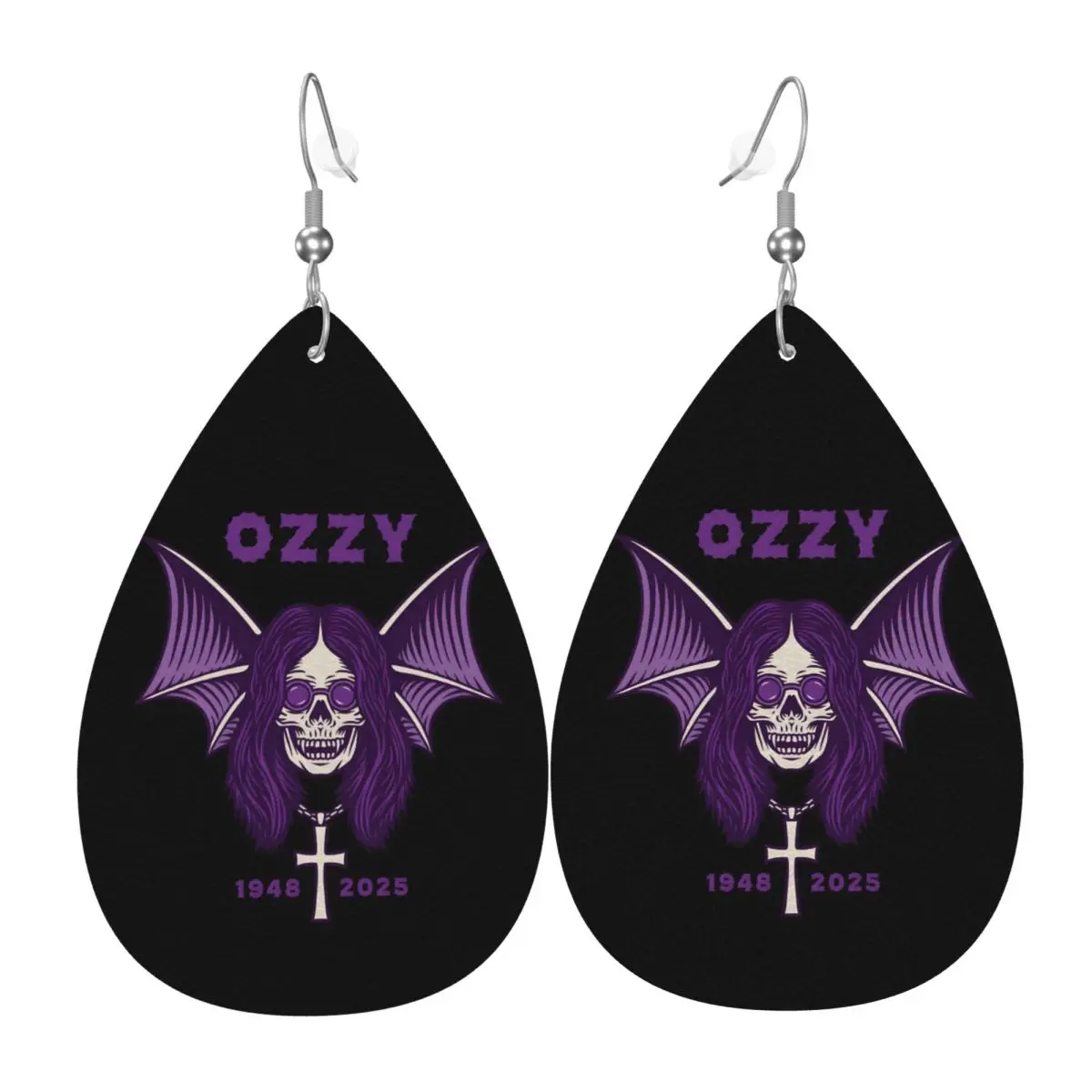 

Кожаные серьги-капли Ozzy Osbourne на заказ для женщин, кожаные серьги Prince Of Darkness, легкие для вечеринок и праздников