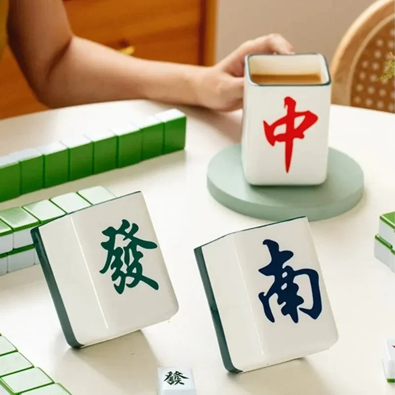 Chinese Creative Mahjong Cup Ceramic Mug Office Tea Cup Water Afternoon Tea Coffee Cup Home Fruit Juice Drink Drink Set Gift