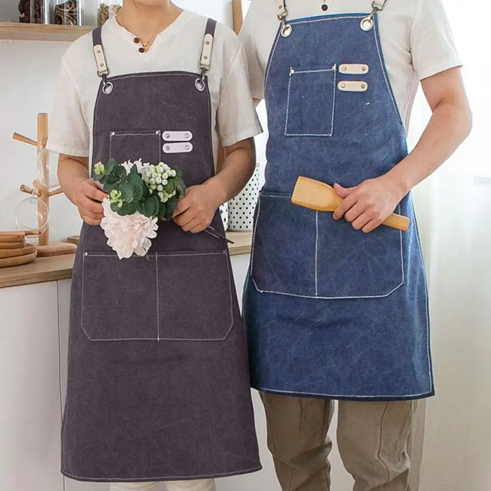 Work Apron  Helpful Vintage Style Canvas Denim Apron  Reusable Sleeveless Apron