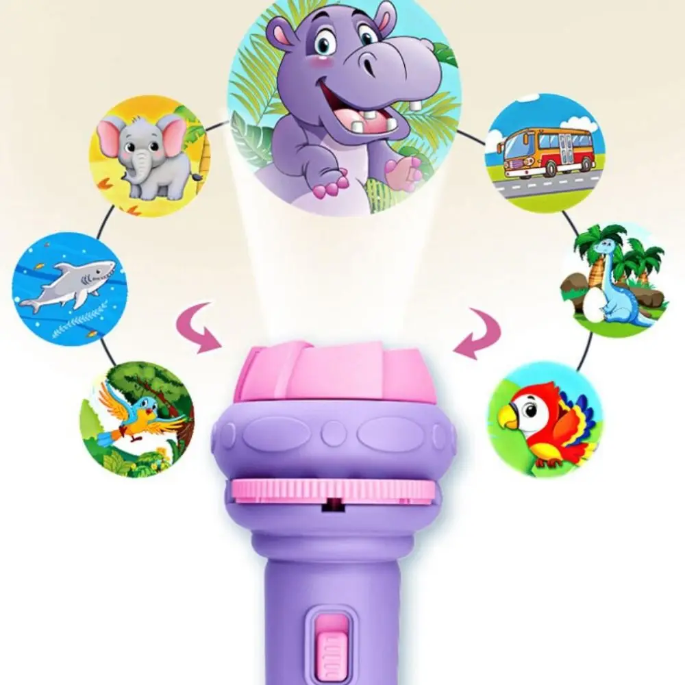 32 Patterns Cartoon Projection Flashlight Cartoon Luminous Flashlight Toy Projector Plastic Different Themes