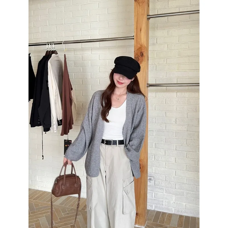 الخريف والشتاء أزياء كسول نمط تنوعا فضفاضة منتصف طول بلون نفخة الأكمام سترة سترة المرأة الأعلى #3