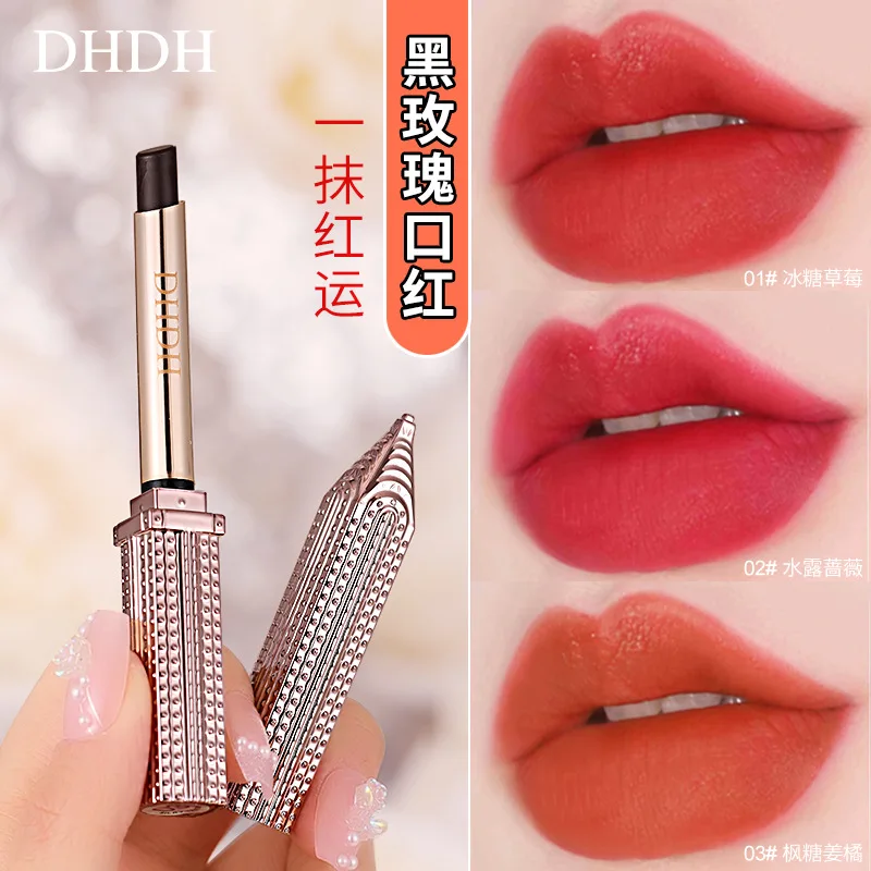 Dhdh-べたつかないカップの口紅パターン、絹のようなマットなメイク、マットな色、黒いバラの美しさ、マットな色、肌色