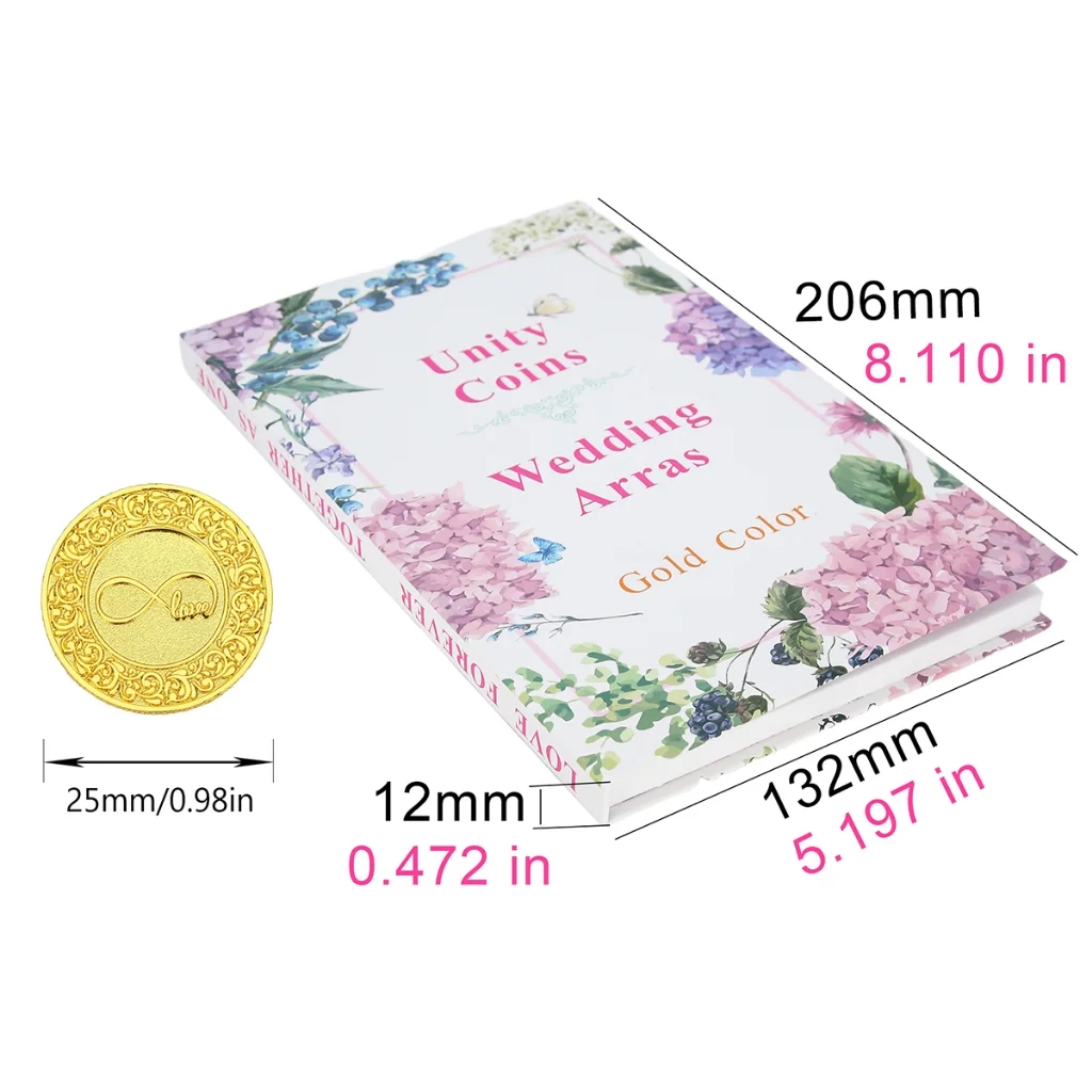13 Words Wedding Unity Coins Las Arras para Boda Catolica, Wedding Unity Coins Set with Book Box,for Wedding Ceremony