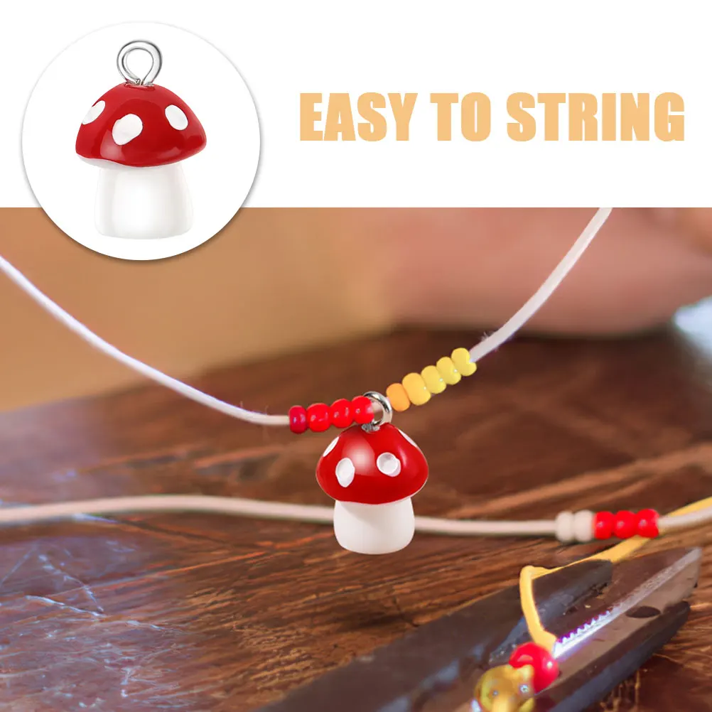 

20pcs Mushroom Pendant Necklace Bracelet Cute Charms For Bracelets DIY Jewelry Red Resin Small Cute Customizable Supplies