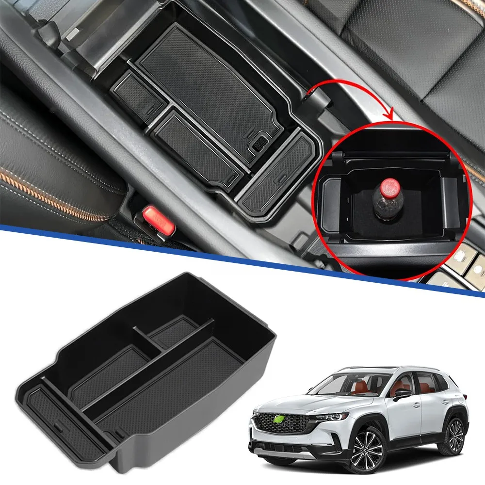 

ABS Armrest Storage Box for Mazda CX-50 2023-2025 Car ABS Central Lower Layer Storage Tray Cup Holder Organizer Accessories