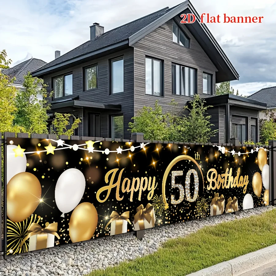Bannière planaire 2D, 1 pièce, décoration pour 50e anniversaire, bannière Joyeux 50e anniversaire, fond de bannière, célébration des 50 ans