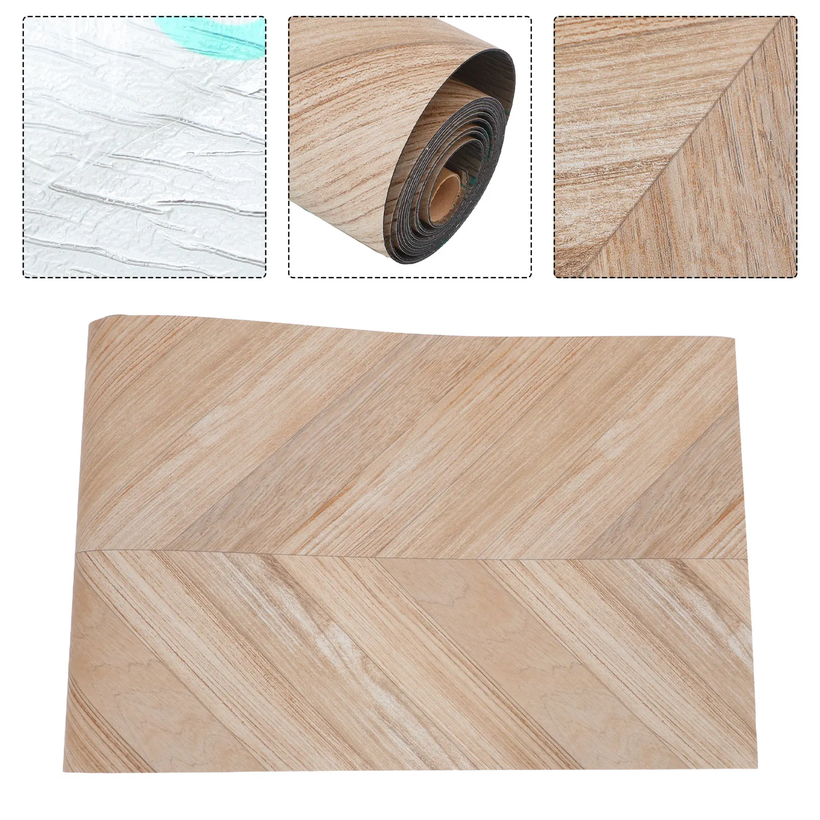 

Peel and Stick PVC Flooring Roll 9.8ft X 23.5in Self Adhesive Floor Stickers for High Traffic Areas Wood Grain Design Easy Clean