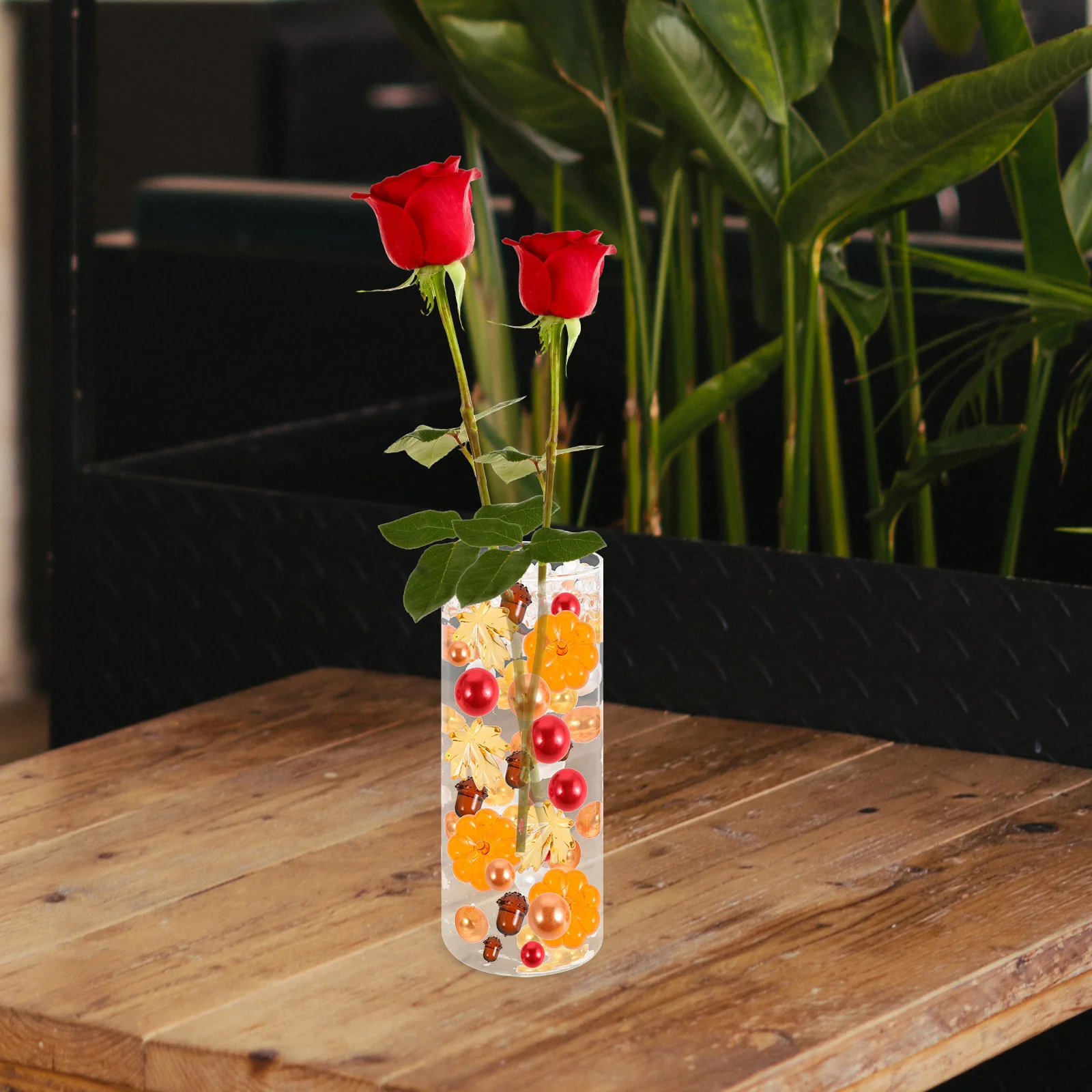 1 Juego de cuentas flotantes de avellanas, hoja de arce y calabaza de otoño para Acción de Gracias, relleno de jarrón, centro de mesa de otoño, decoración estacional