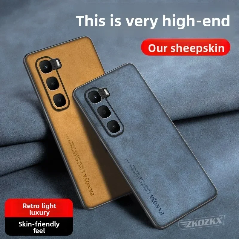 حافظة لهاتف انفينيكس هوت 60 برو بلس 60i على طراز الأعمال من الجلد الفاخر صديقة للبشرة ومضادة للسقوط لهاتف إنفينيكس هوت60 برو + فوندا