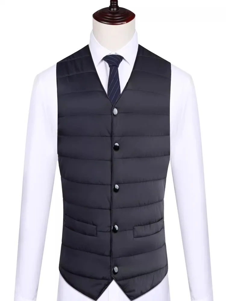 

Men's Winter Fce Vest Jaet Slim Fit Inner Wear Busin Sle Large Size down Cotton Warm Coat Vest for Middle-Aged
