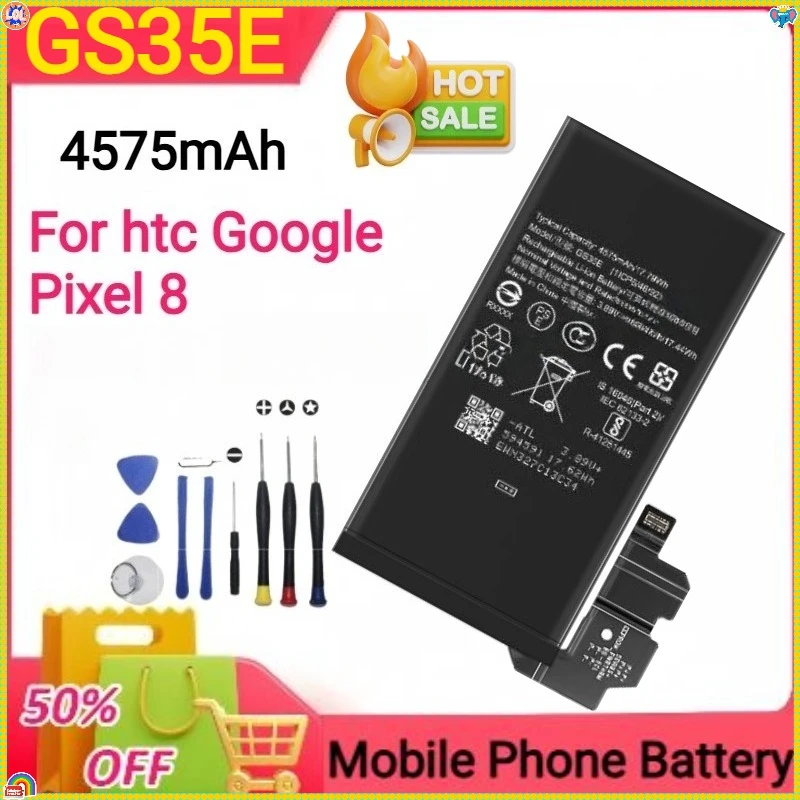 4575mAh GS35E 5050mAh GUKD8 5050mAh for Htc for Google Pixel 8 GUKD8 for Google Pixel 8 Pro Mobile Phone Batteries +Tools