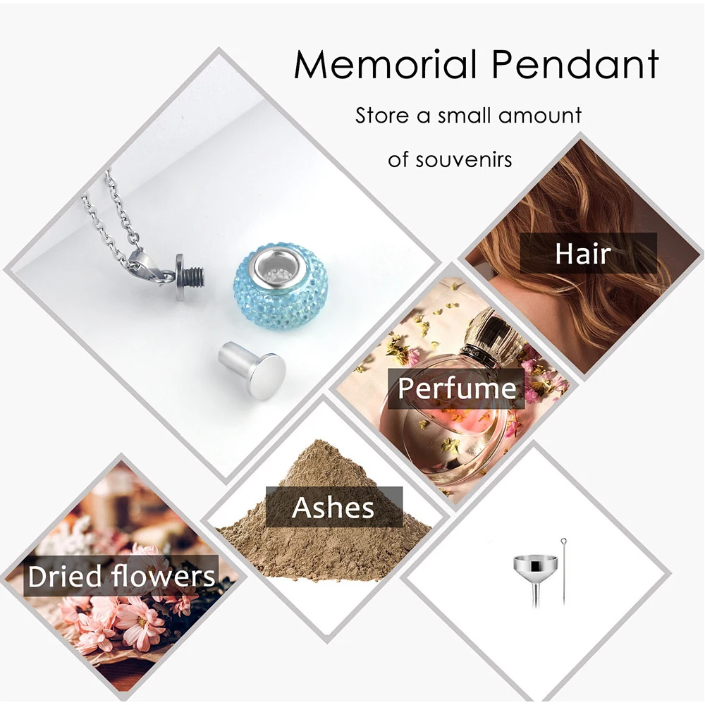 Cremation Jewelry Urn Necklace for Ashes Stainless Steel Blue Circle of Life Eternity Memorial Keepsake Urn Pendant for Ashes