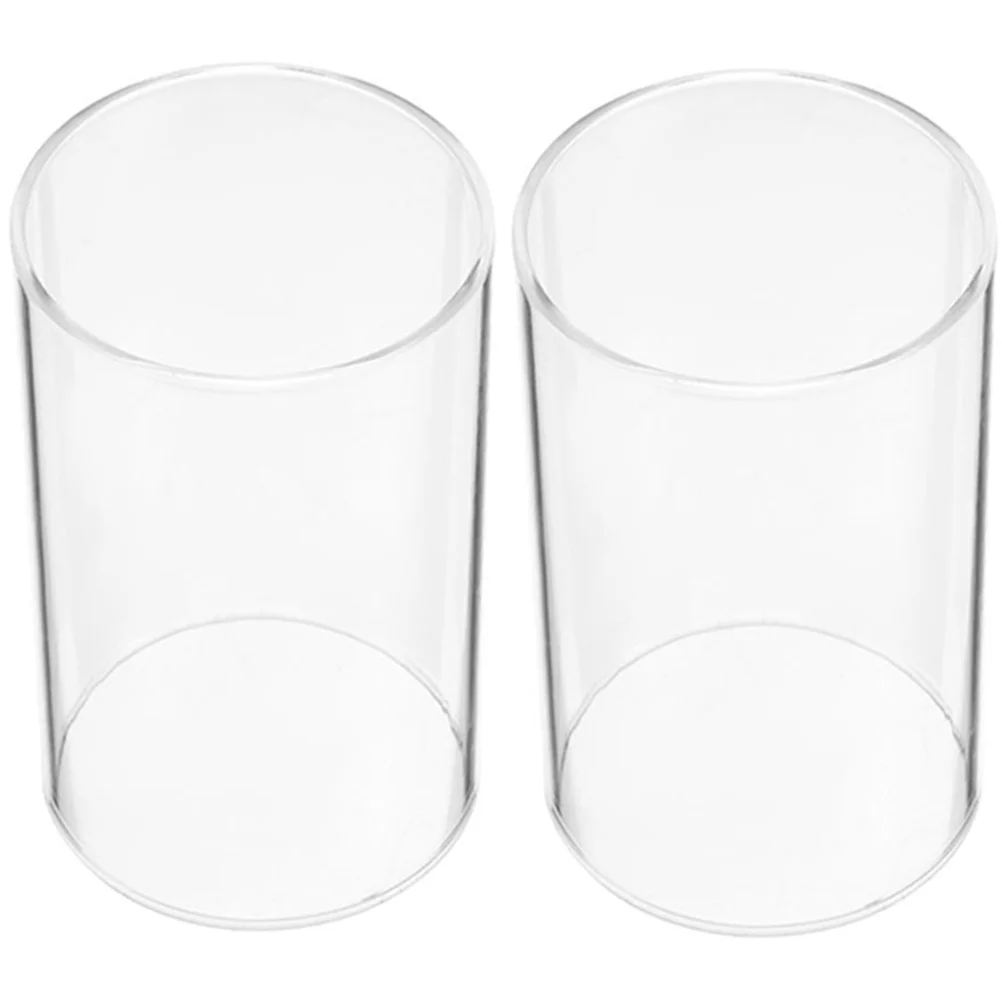 2 szt. Przezroczyste szklane osłonki na świece, otwarte, cylindryczne, dekoracyjne oprawki do świec do domu.