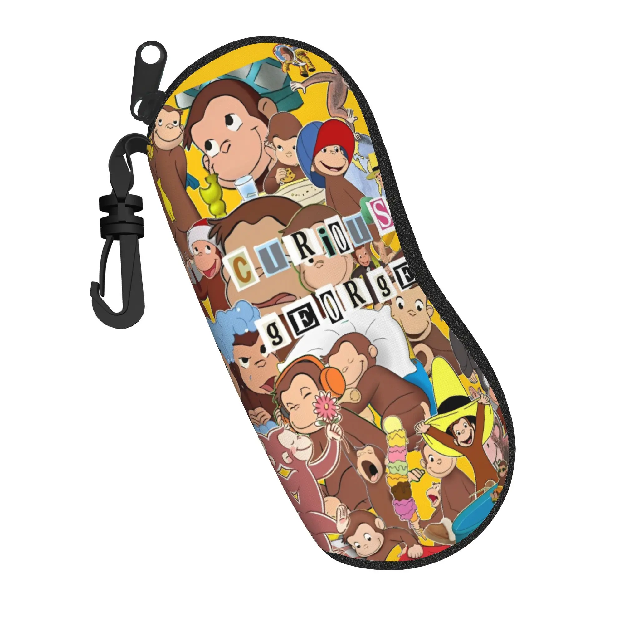 Curious George African monkey Anime Glasses Case Unisex Travel Zipper  Eyewear Protector Ultra Eyeglasses Box