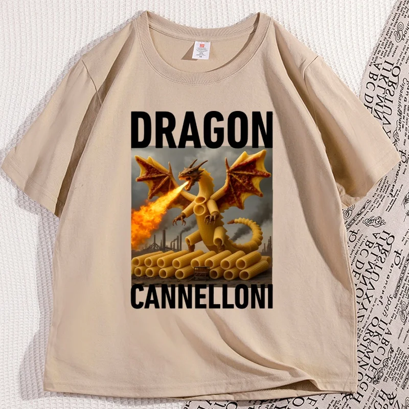 

Dragon Cannelloni Dragoni Italian Brainrot T-Shirt Men Women Causal Short Sleeve Tshirt Round Neck Loose Tees