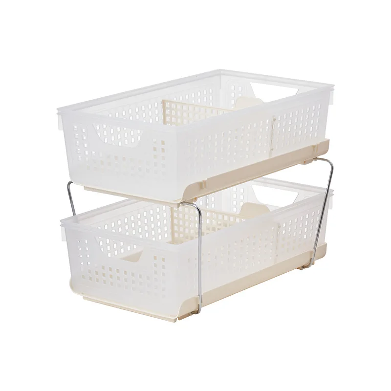 

LTT pull-out stack hollow storage basket desktop baffle makeup sundries storage box