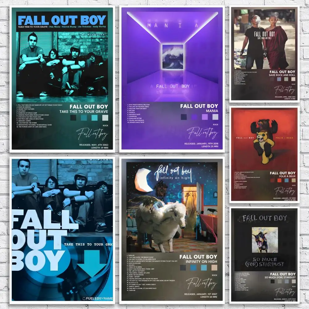 Pop Punk Band F-Fall Out Boy Poster Versatile HD Waterproof Wall Art Self-Adhesive Decor for Any Space Ideal Gift