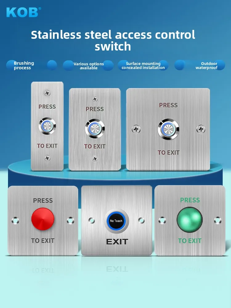 

Водонепроницаемый переключатель контроля доступа из нержавеющей стали KOB, нормально открытый и нормально закрытый, металлическая кнопка выхода, панель автоматического сброса