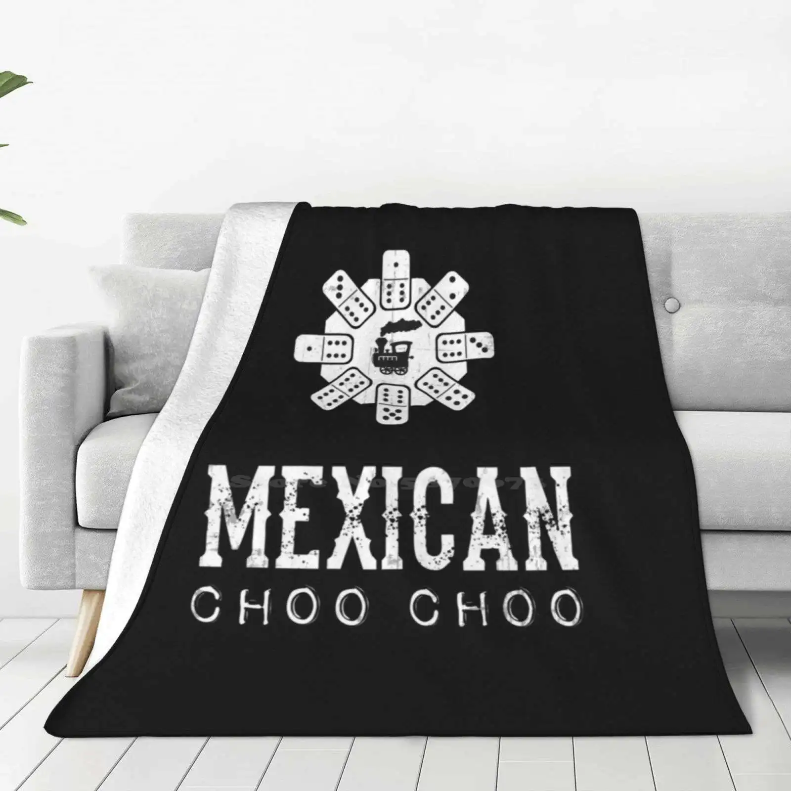 Mexican Train Choo Choo Mexican Dominoes Fashion Soft Warm Flannel Blanket Activity Play Mexican Game Win Choo Dominoes Tile