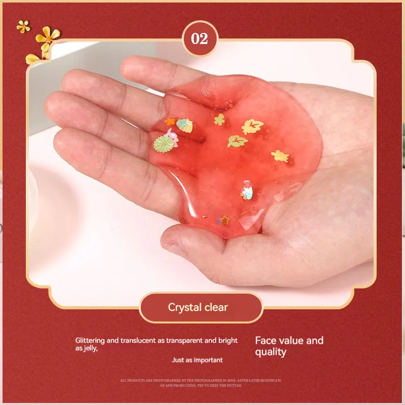 Transparente Crystal Mud Foam Toy Set para crianças, plástico, gel, celebridade Internet