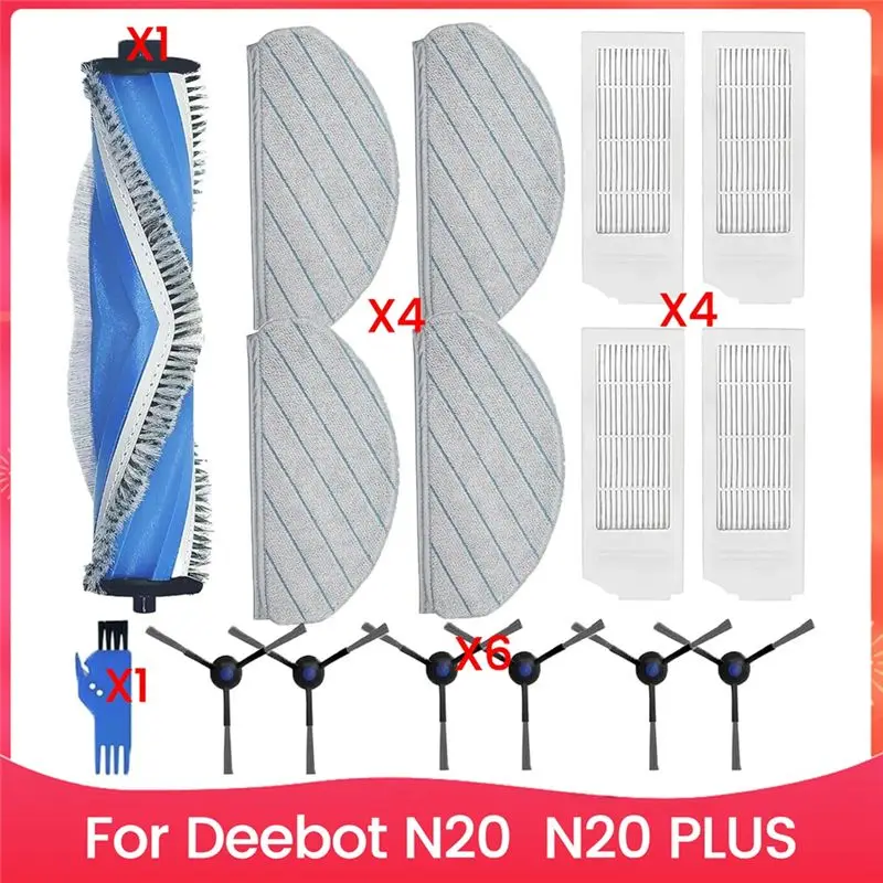 AEE8-pour Deebot N20, N20 PLUS Robot aspirateur accessoires brosse latérale principale filtres Hepa tampons de vadrouille pièces de rechange