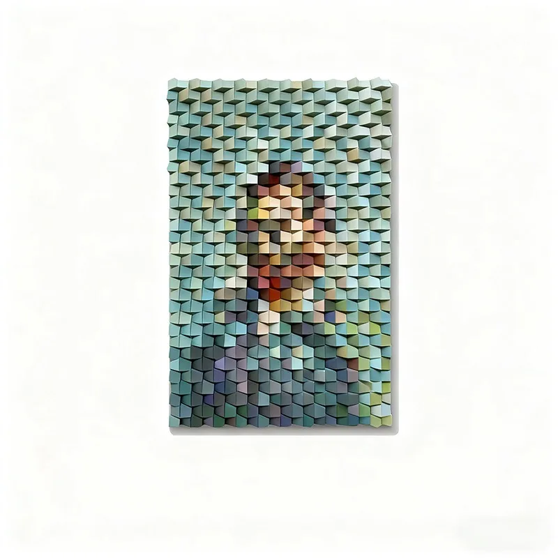 Modern three-dimensional carved solid wood decorative painting, Van Gogh portrait art  art, entrance room abstr