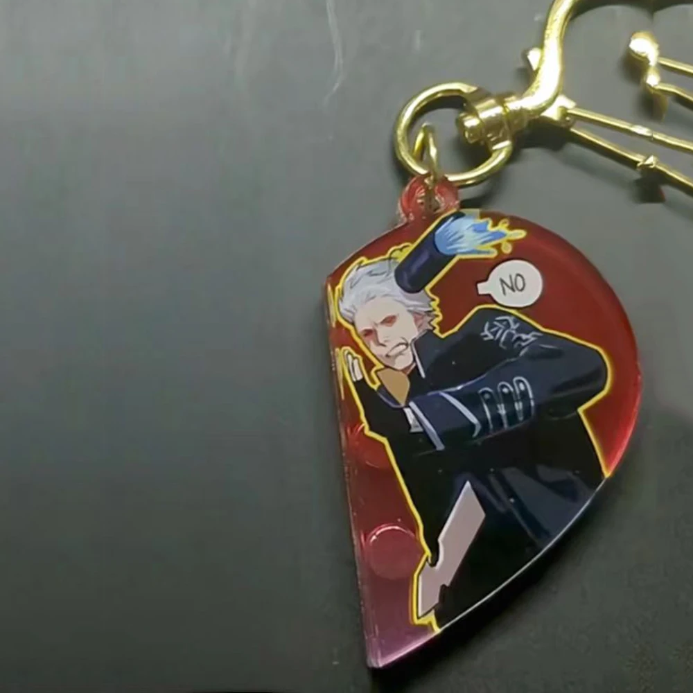 Anime Devil May Cry Vergil Cosplay Key Chain Acrylic Keychains Magnetic Backpack Pendant Keyring Jewelry Accessories Ornament
