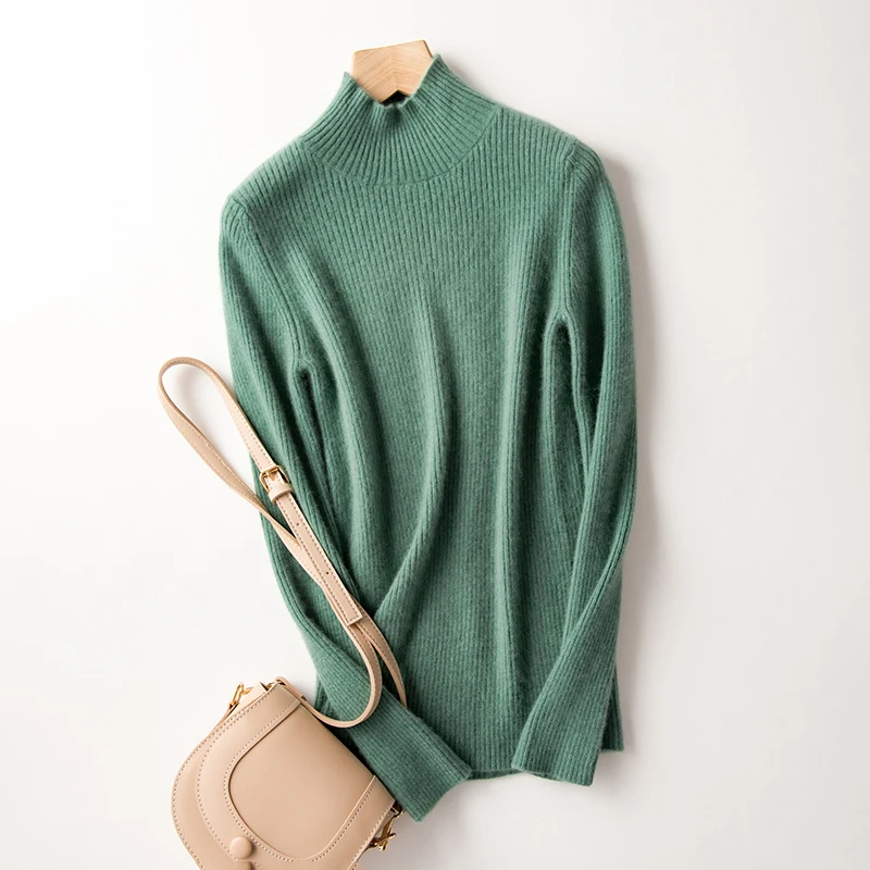 

Новые женские пуловеры из кашемира с воротником-стойкой для весны, осени и зимы, 100% кашемировый трикотаж, однотонный, мягкий, облегающий топ