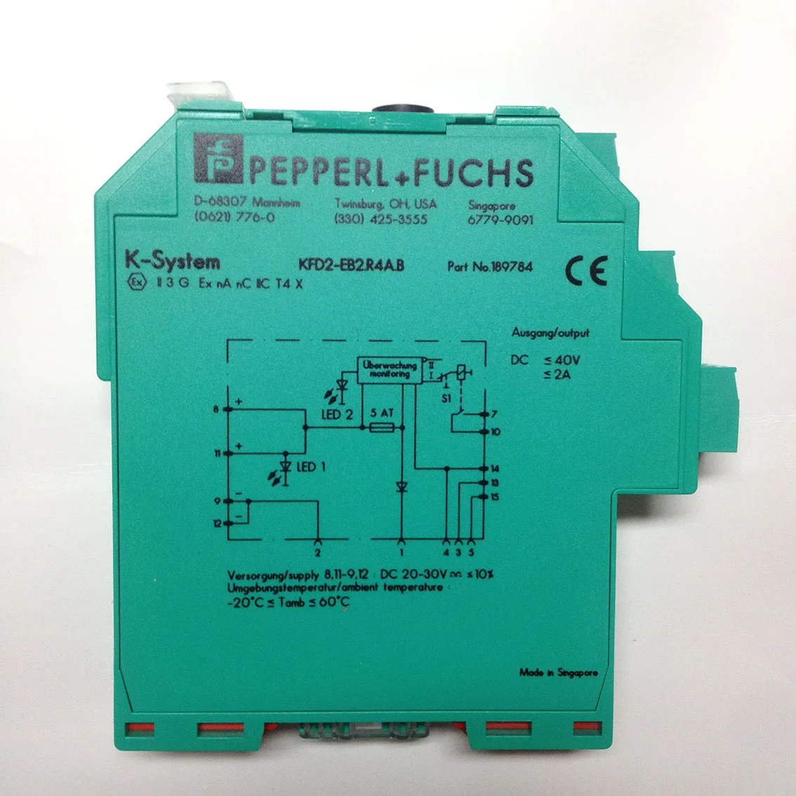 Rejilla de seguridad de resistencia térmica Pepperl + Fuh Original, nuevo, KCD2-RR2-EX1