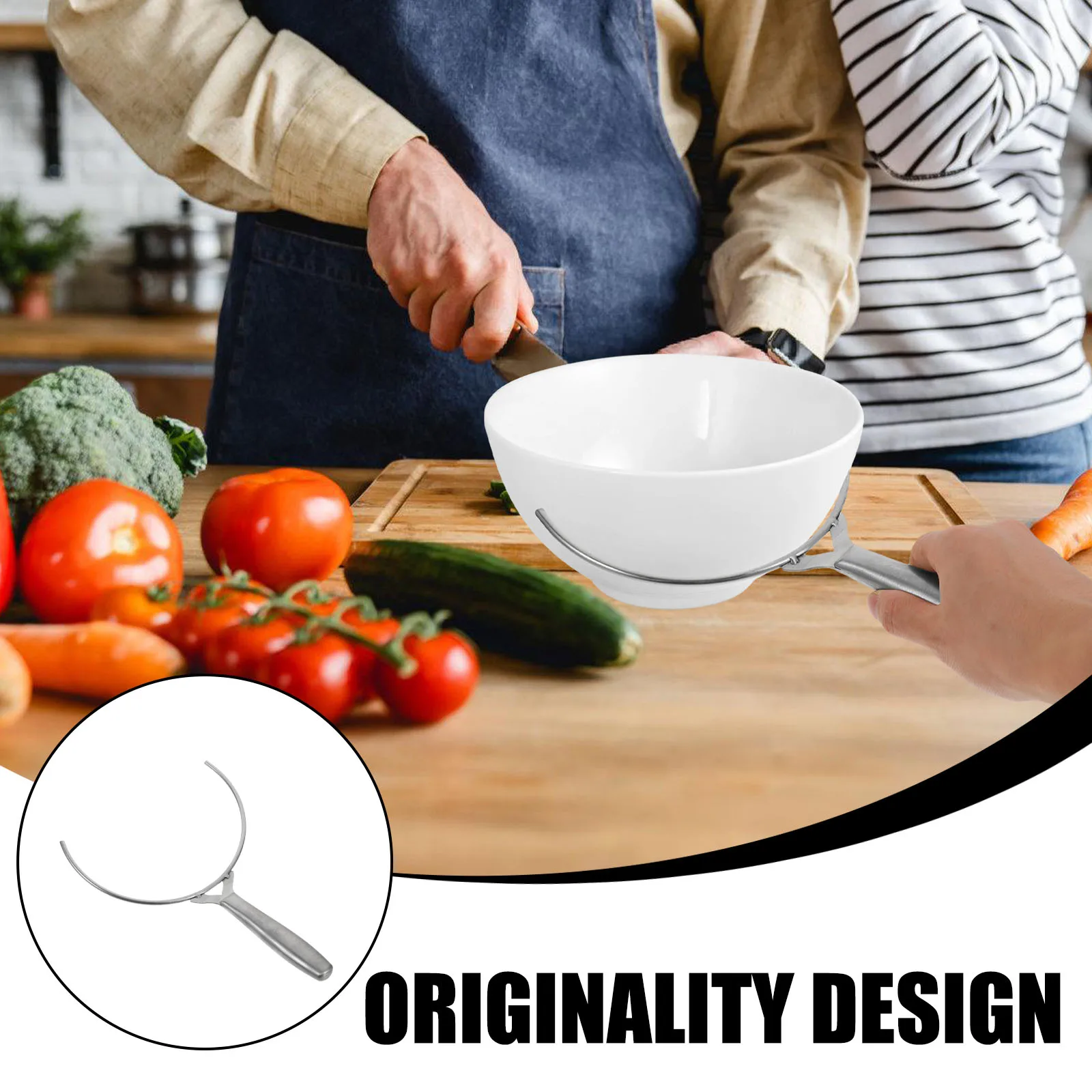 

Stainless Steel Hot Bowl Holder Nonslip Handle Anti Scalding Clip Portable Bowl Gripper Fork for Hot Dish Carrying