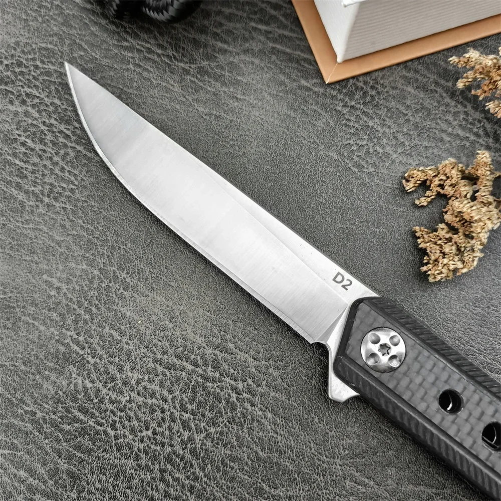 D2 Blade Ball Bearing Tactical Pocket Folding Knife Carbon Fiber Handle Outdoor Multifunction Cutting Camping Hunting EDC Knives