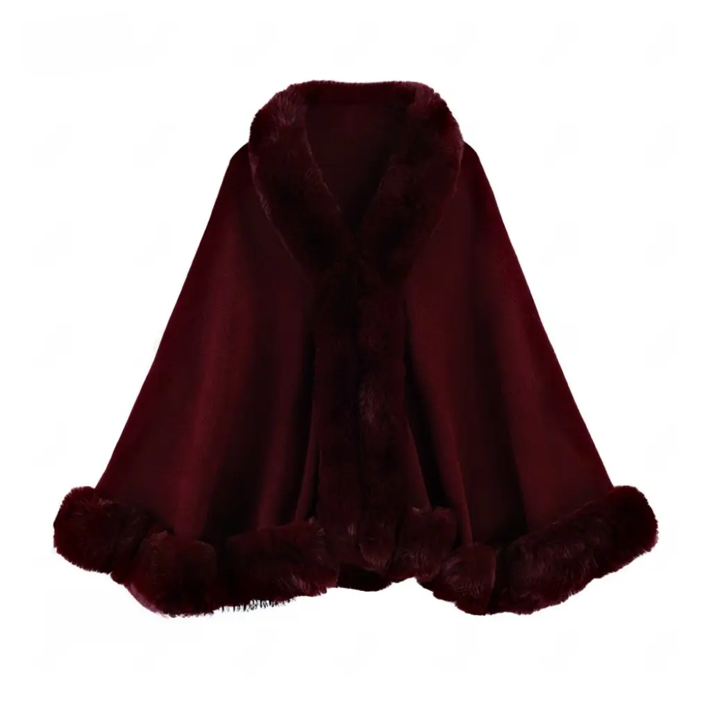 

Women's plus Size Elegant Woolen Poncho Knitted Cardigan Jacket Autumn Winter Solid Color Faux Rex Rabbit Hair