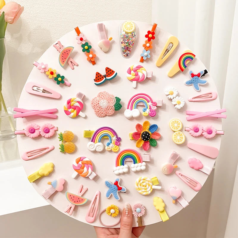 14Pcs Cartoon Baby Hair Clip Set Flower Fruit Baby Girl Barrettes Bangs Hairpins Kids Hair Accessories